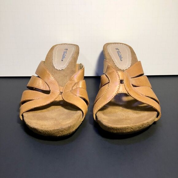 Womens THOM MCAN Tan Wedge Sandals / Size 8.5 - Picture 3 of 9
